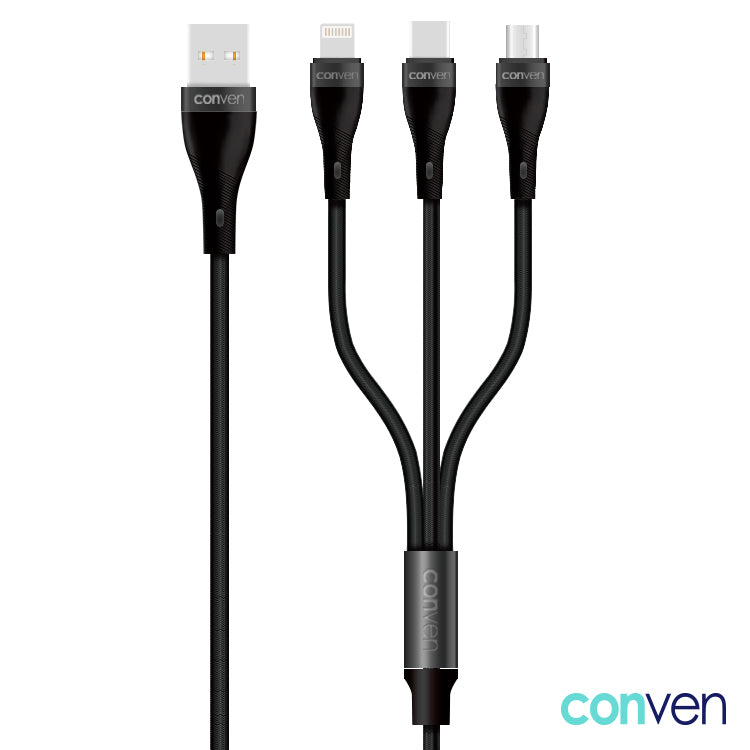 3 in 1 Denim+Nylon Non Tearable Cable (Gen 3) - USB-A Plug